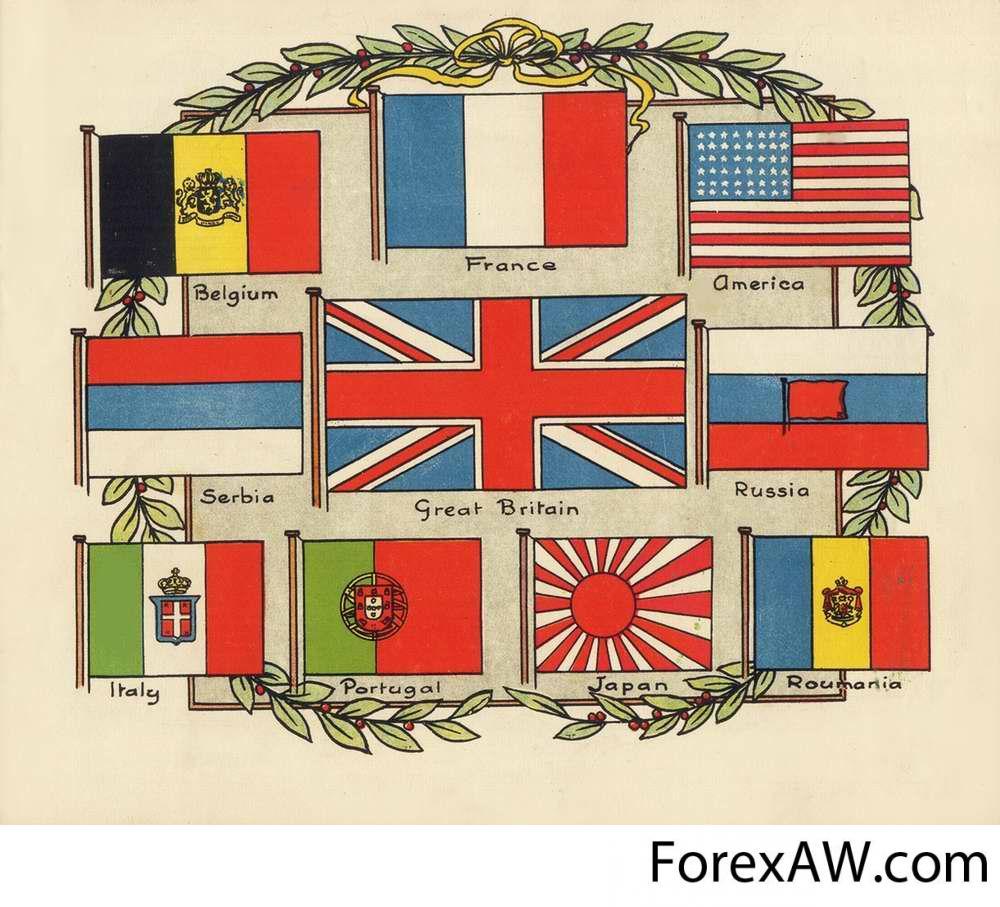 Знамена первой мировой. Антанта флаг 1 мировой. Флаг Антанты 1914. Флаги стран 1 мировой войны.