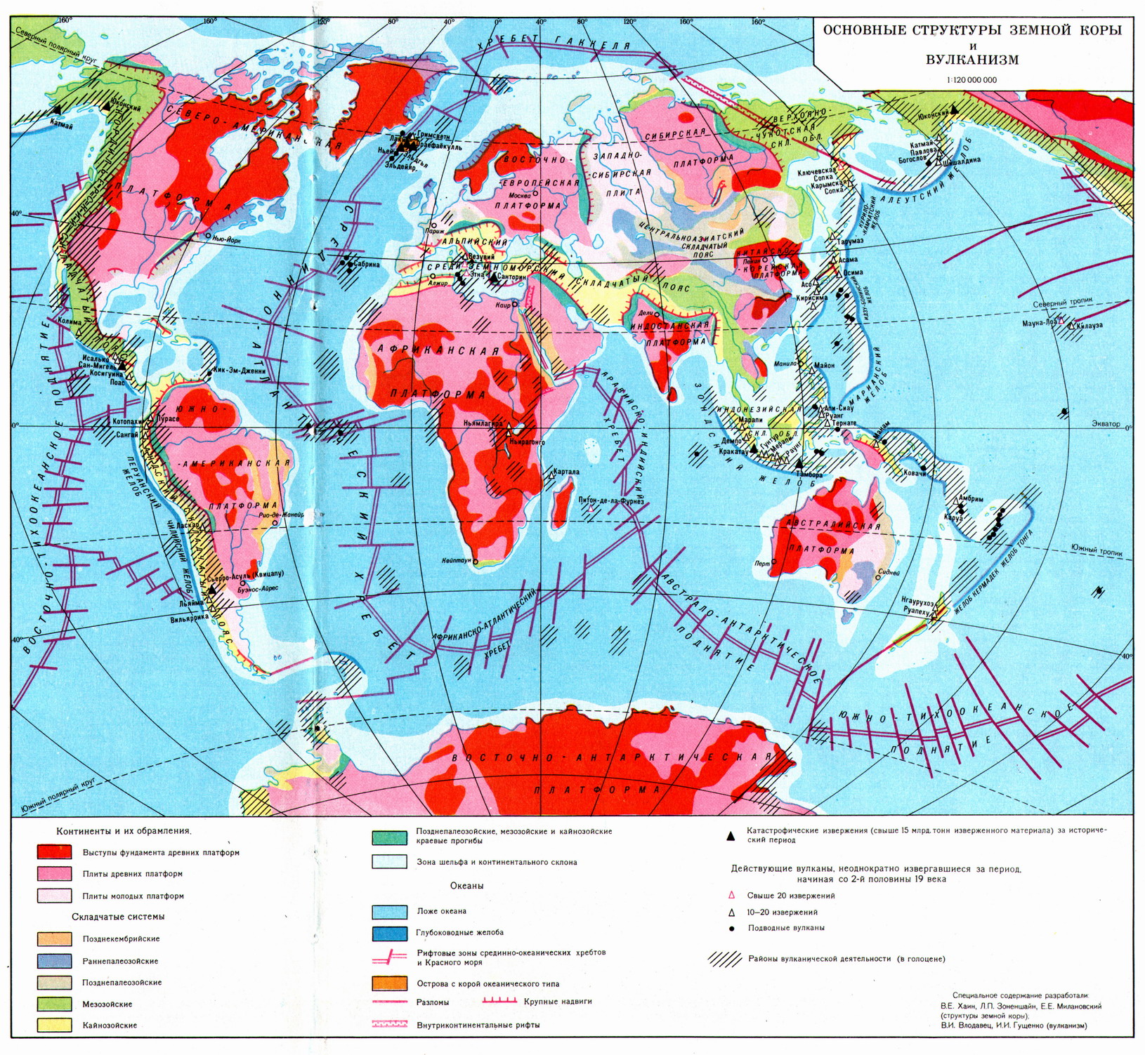 Зоны землетрясений и вулканизма в евразии