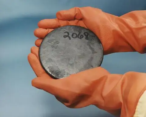Диск из цветного радиоактивного металла урана