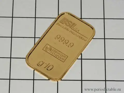 Мерный слиток благородного цветного металла золота (Швейцарский банк Banca della Swizzera Italiana)