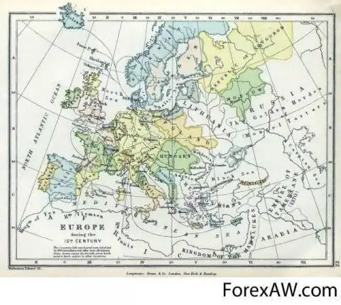 Карта Европы в XV веке