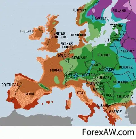 Климатические зоны в Европе