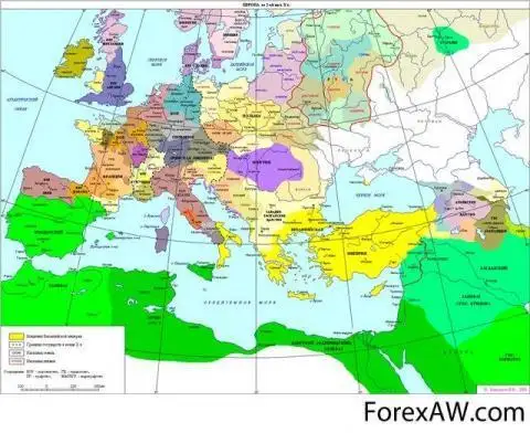 Карта Европы во второй половине 9 века