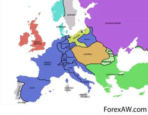 Карта Европы в 1812 году