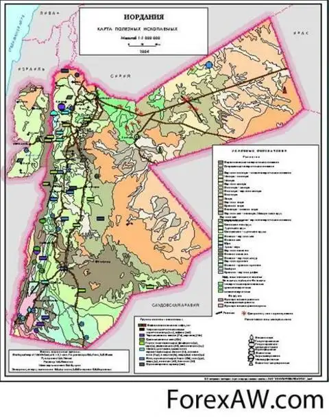 Иордания полезные ископаемые карта