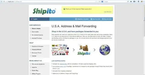 Интерфейс Shipito.com