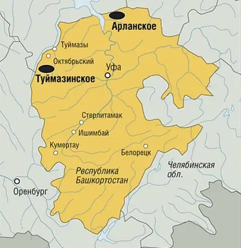 Карта месторождений нефти башкортостана