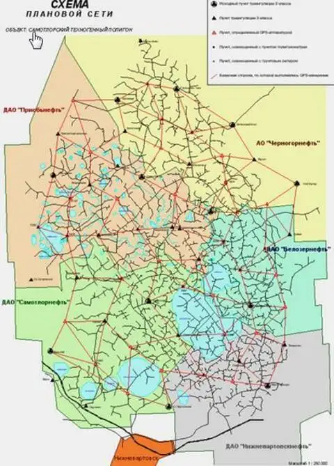 Карта кустов самотлорского месторождения